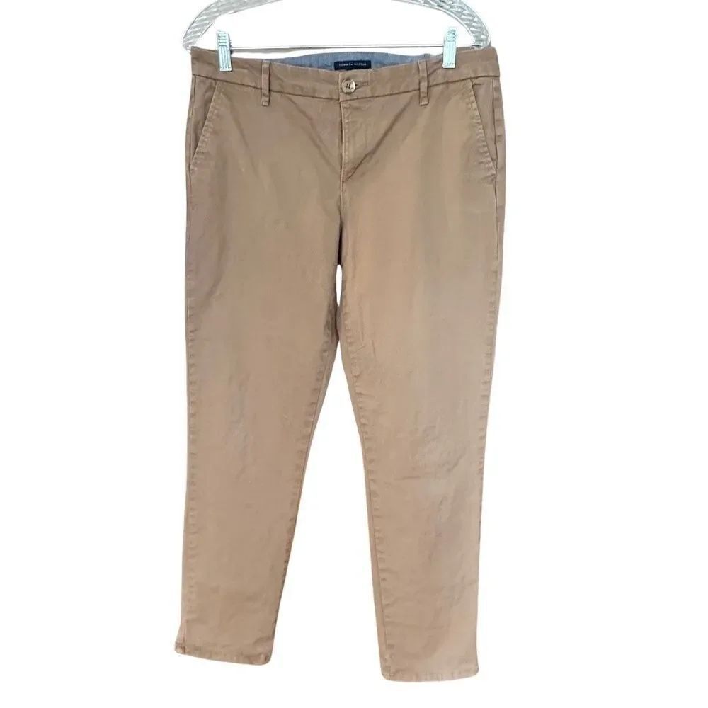 Tommy Hilfiger Brushed Cotton Chino Straight Leg Pants Brown Size 8
